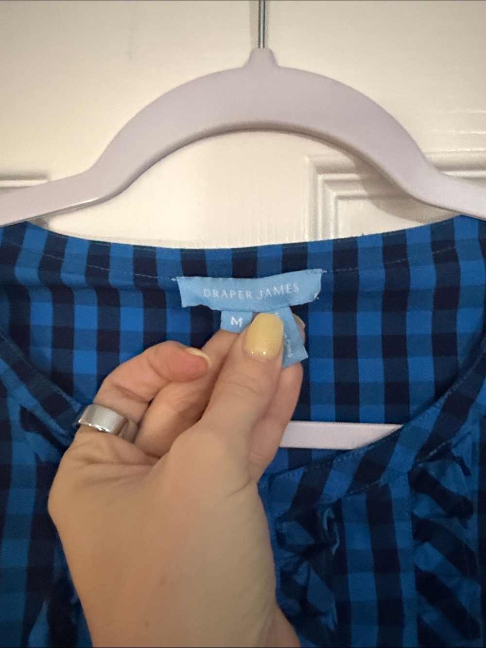 Draper James Blue And Black Gingham Button-Front Women’s Dress View 3